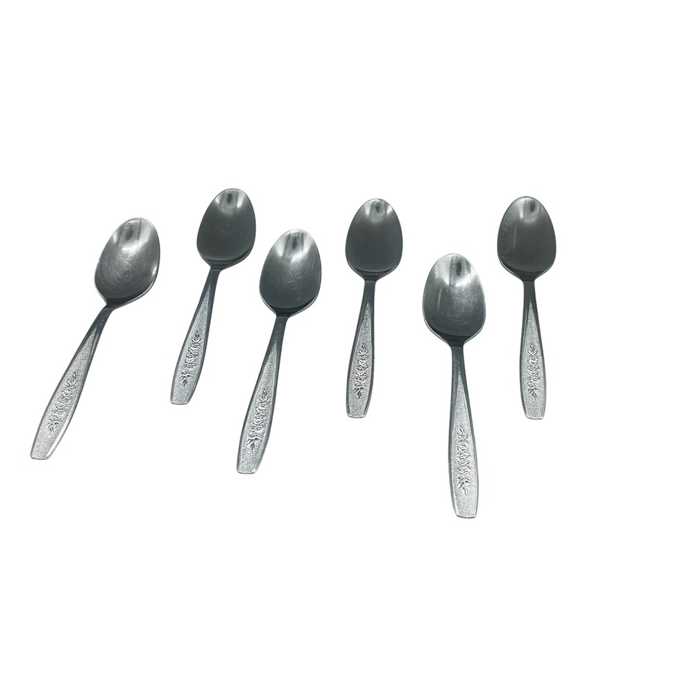 Oneida LTD Simeon L. & George H. Rogers Co Stainless Floral Teaspoons Set of 6